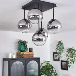 Plafonnier - Verre Chehalis Clair, Fumé, 5 lumières