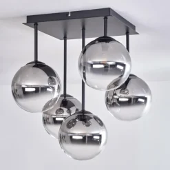 Plafonnier - Verre Chehalis Clair, Fumé, 5 lumières