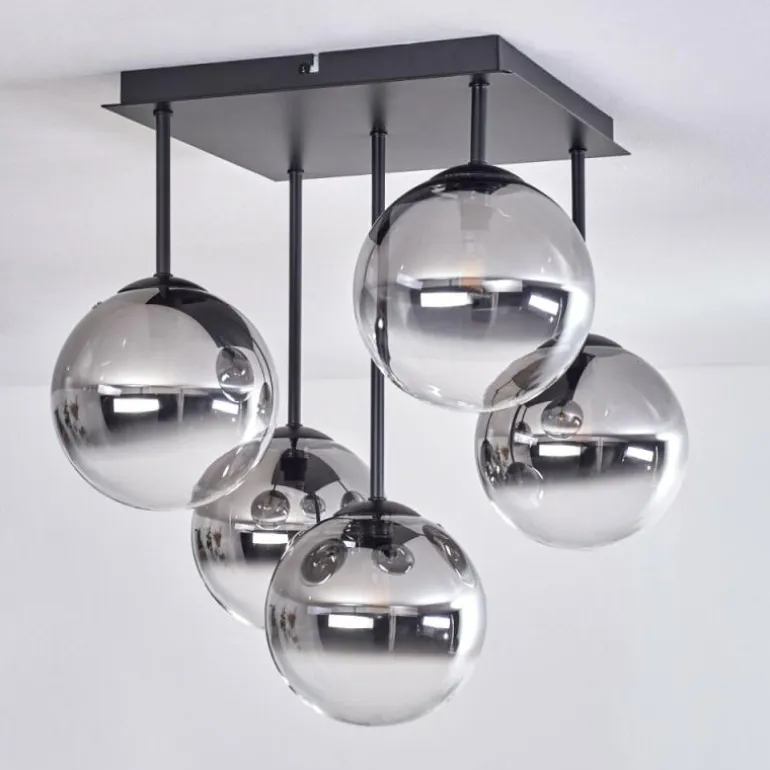 Plafonnier - Verre Chehalis Clair, Fumé, 5 lumières