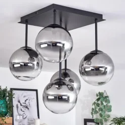 Plafonnier - Verre Chehalis Clair, Fumé, 5 lumières
