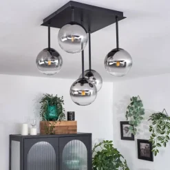 Plafonnier - Verre Chehalis Clair, Fumé, 5 lumières