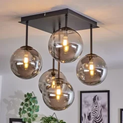 Plafonnier - Verre Chehalis Fumé, 5 lumières