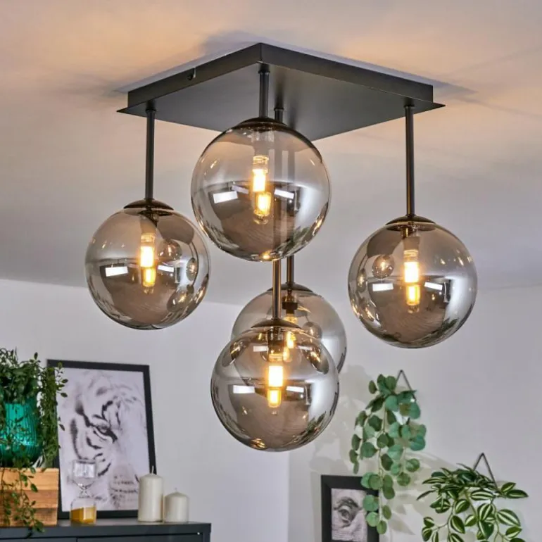 Plafonnier - Verre Chehalis Fumé, 5 lumières