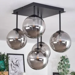 Plafonnier - Verre Chehalis Fumé, 5 lumières