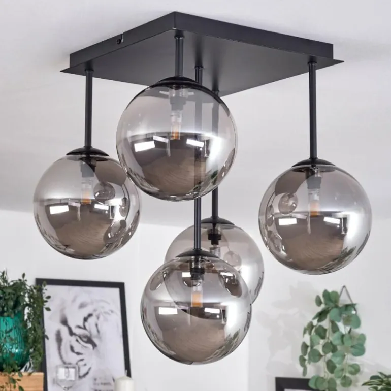 Plafonnier - Verre Chehalis Fumé, 5 lumières