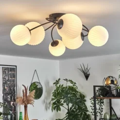 Plafonnier - Verre Chehalis Noir, 6 lumières