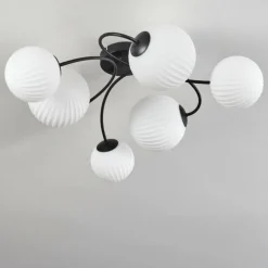 Plafonnier - Verre Chehalis Noir, 6 lumières