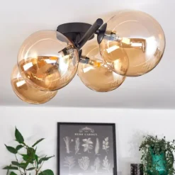 Plafonnier - Verre Chehalis Ambre, 4 lumières