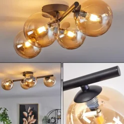 Plafonnier - Verre Chehalis Ambre, 4 lumières