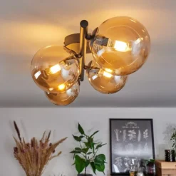 Plafonnier - Verre Chehalis Ambre, 4 lumières