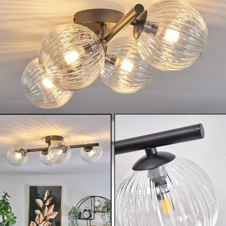 Plafonnier - Verre Chehalis Clair, 4 lumières