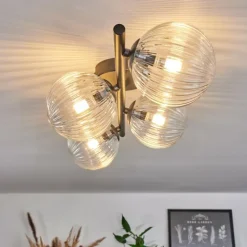 Plafonnier - Verre Chehalis Clair, 4 lumières
