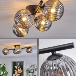 Plafonnier - Verre Chehalis Fumé, 4 lumières