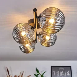 Plafonnier - Verre Chehalis Fumé, 4 lumières