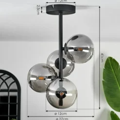 Plafonnier - Verre Chehalis Fumé, 4 lumières