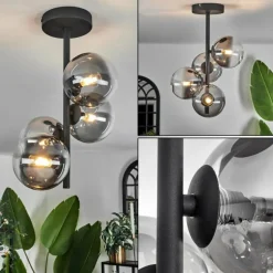 Plafonnier - Verre Chehalis Clair, Fumé, 4 lumières