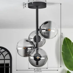 Plafonnier - Verre Chehalis Clair, Fumé, 4 lumières