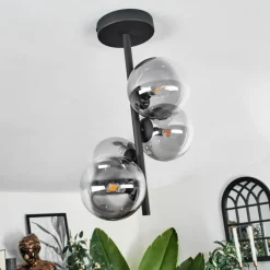 Plafonnier - Verre Chehalis Clair, Fumé, 4 lumières