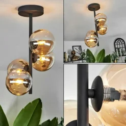 Plafonnier - Verre Chehalis Ambre, 4 lumières