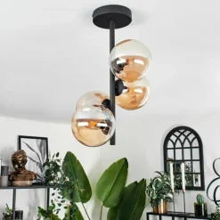 Plafonnier - Verre Chehalis Ambre, 4 lumières
