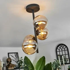 Plafonnier - Verre Chehalis Ambre, 4 lumières