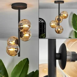 Plafonnier - Verre Chehalis Fumé, 4 lumières
