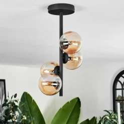 Plafonnier - Verre Chehalis Fumé, 4 lumières