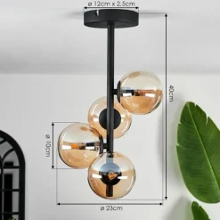 Plafonnier - Verre Chehalis Fumé, 4 lumières