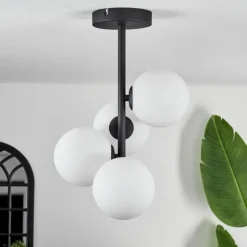 Plafonnier - Verre Chehalis Blanc, 4 lumières