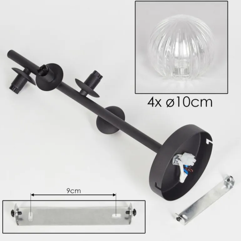 Plafonnier - Verre Chehalis Clair, 4 lumières