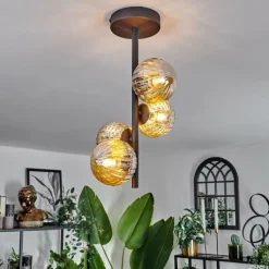 Plafonnier - Verre Chehalis Ambre, 4 lumières