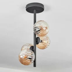 Plafonnier - Verre Chehalis Ambre, 4 lumières