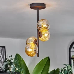 Plafonnier - Verre Chehalis Ambre, 4 lumières