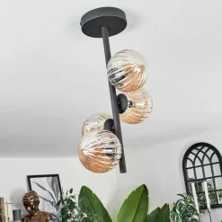 Plafonnier - Verre Chehalis Ambre, 4 lumières