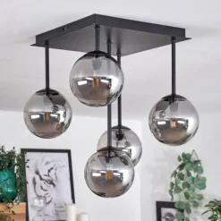 Plafonnier - Verre Chehalis Fumé, 5 lumières