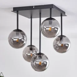 Plafonnier - Verre Chehalis Fumé, 5 lumières