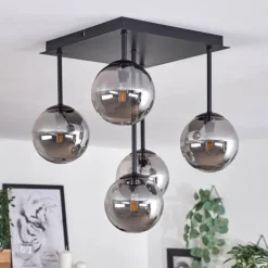 Plafonnier - Verre Chehalis Fumé, 5 lumières