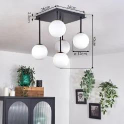 Plafonnier - Verre Chehalis Or, Noir, 5 lumières