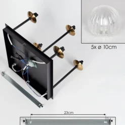 Plafonnier - Verre Chehalis Or, Noir, 5 lumières