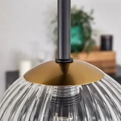 Plafonnier - Verre Chehalis Or, Noir, 5 lumières