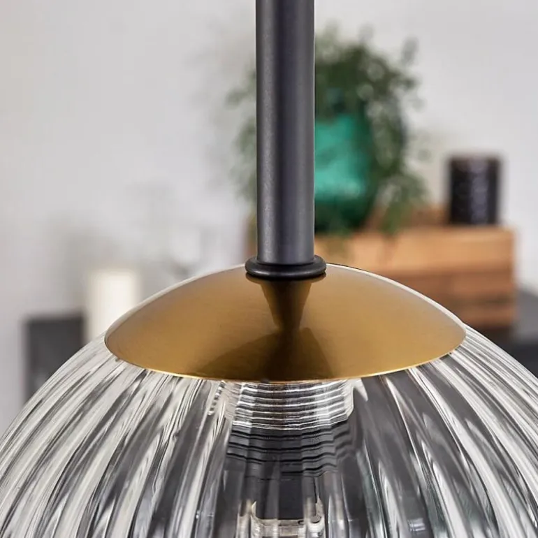 Plafonnier - Verre Chehalis Or, Noir, 5 lumières
