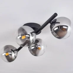 Plafonnier - Verre Chehalis Clair, Fumé, 4 lumières