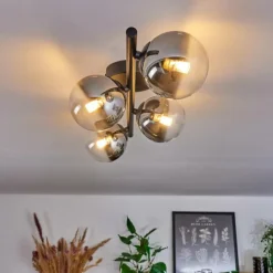 Plafonnier - Verre Chehalis Clair, Fumé, 4 lumières
