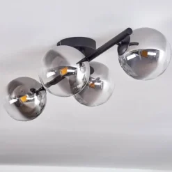 Plafonnier - Verre Chehalis Clair, Fumé, 4 lumières