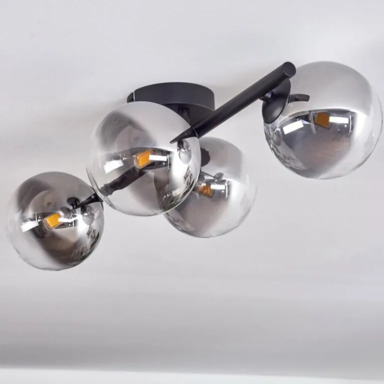Plafonnier - Verre Chehalis Clair, Fumé, 4 lumières