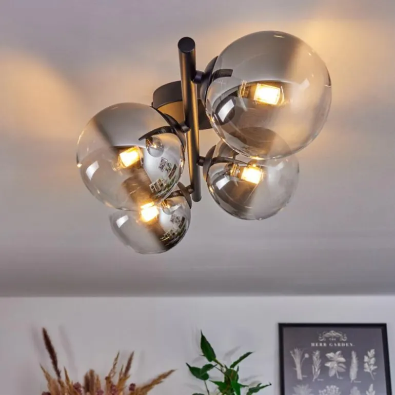 Plafonnier - Verre Chehalis Clair, Fumé, 4 lumières