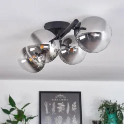 Plafonnier - Verre Chehalis Clair, Fumé, 4 lumières