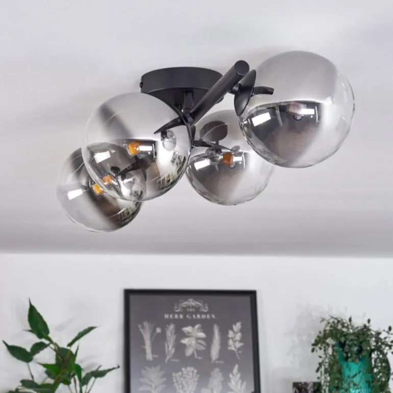 Plafonnier - Verre Chehalis Clair, Fumé, 4 lumières