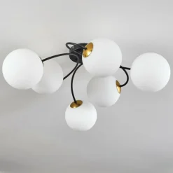 Plafonnier - Verre Chehalis Or, Noir, 6 lumières