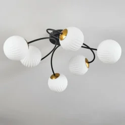 Plafonnier - Verre Chehalis Or, Noir, 6 lumières